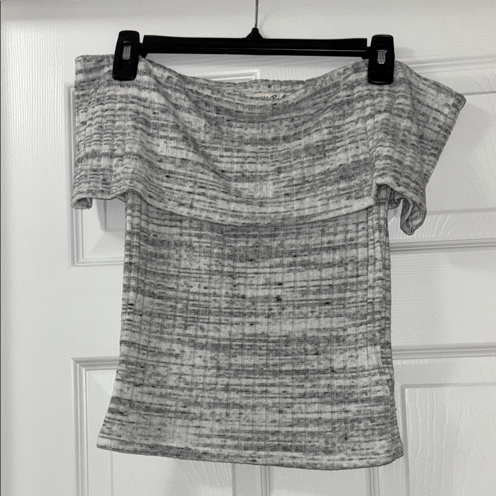 Express One Eleven Gray Off-Shoulder Women's Top